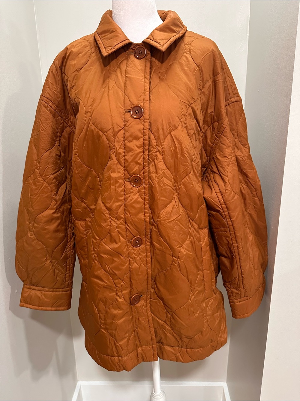 Madewell Quilted Puffer Jacket in Rust. Size XL. - Picture 2 of 14